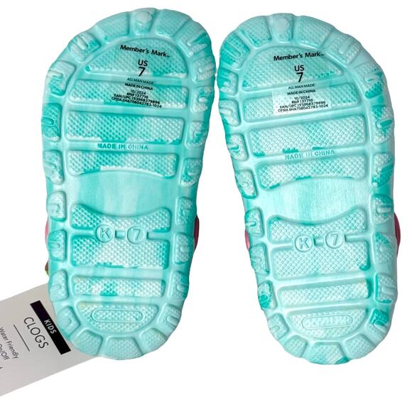 NEW Toddler Girls MERMAID CLOG SHOES Water Friendly Size 7 Teal Pink Back Strap - Picture 5 of 7